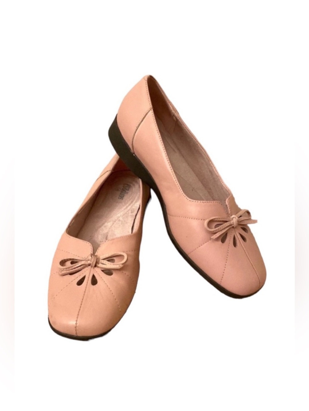 Cobbie Cuddlers Light Pink SZ 7.5W Coquette Balletcore Leather Bow Flat Shoes